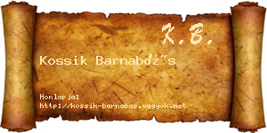 Kossik Barnabás névjegykártya